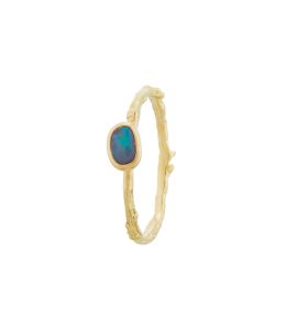 18ct Yellow Gold Into the Woods Twig Ring with Bezel set Freeform Cabochon Opal  Product Photo