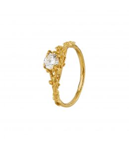 18ct Yellow Gold Fine Bark Diamond Ring Product Photo