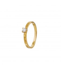 18ct Yellow Gold Horsetail Fossil Ring with Diamond Product Photo