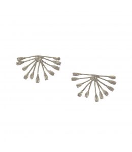 Silver Fanned Seed Pod Stud Earrings Product Photo