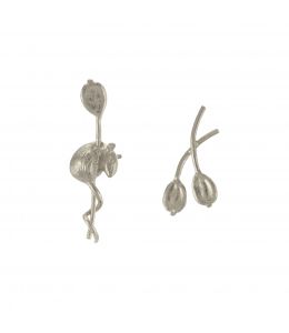 Silver Asymmetric Harvest Mouse & Angelica Stud Earrings Product Photo
