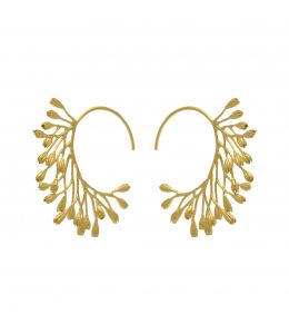 Gold Plate Fanned Seeded Hoop Earrings Product Photo