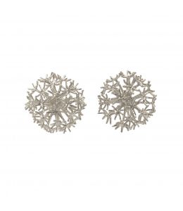 Silver Dandelion Puffball Stud Earrings Product Photo