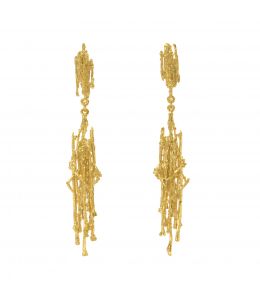 Gold Plate Nest Structure Statement Drop Earrings Product Photo