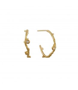 18ct Yellow Gold Branch Coral Hoop Earrings with Opal Product Photo
