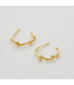 Branch Coral Hoop Earrings with Opal
