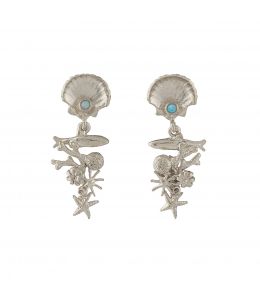 Silver Coral Reef Opal Drop Earrings Product Photo