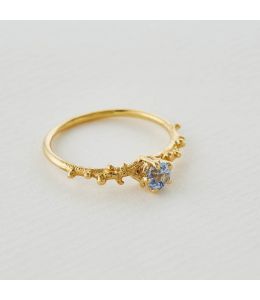 Coral Texture Blue Sapphire Solitaire Ring