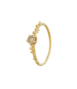 18ct Yellow Gold Coral Texture 0.25ct Champagne Diamond Solitaire Ring  Product Photo