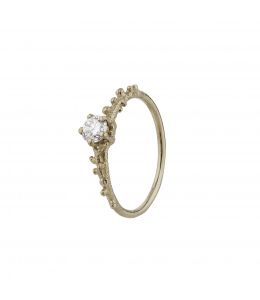 18ct White Gold Coral Texture Diamond Solitaire Ring with 0.25ct Diamond Product Photo