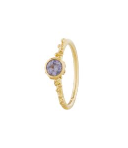 Ocean Coral Ring with Bezel Set Light Lavender Round Silky Sapphire | Product Photo
