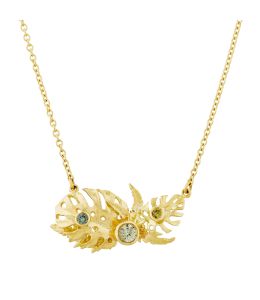 18ct Yellow Gold Tropical Leaf Inline Necklace with 'Tunstall' Sapphires Product Photo