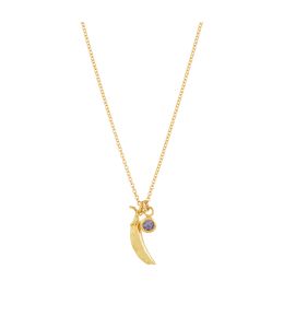 18ct Yellow Gold Teeny Tiny Pea Pod Necklace with Bright Blue Sapphire Product Photo
