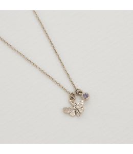 Teeny Tiny Butterfly Necklace with Lilac Sapphire