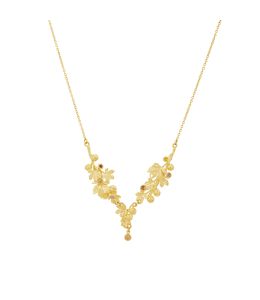 18ct Yellow Gold Horse chestnut Cascading Necklace with Madagascan Sapphires Product Photo
