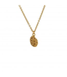 18ct Yellow Gold Australian Cognac Diamond Studded Egg Necklace Product Photo