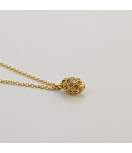 Australian Cognac Diamond Studded Egg Necklace
