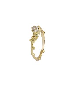 18ct Yellow Gold Staghorn Coral Ring with Raw Ocean Diamond Product Photo