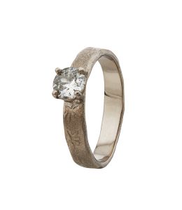 18ct White Gold Natural History Solitaire Diamond Band Ring Product Photo