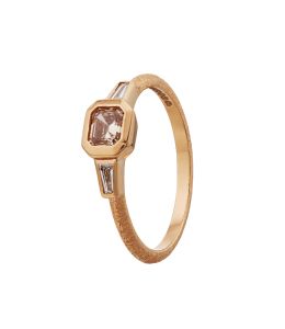 18ct Rose Gold Trilogy Ring with Blush Champagne Diamond Product Photo