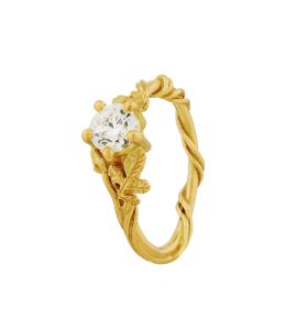 Rosa Alba Ring with 0.5ct 5mm Round Diamond | 18ct Yellow Gold | I