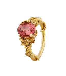 Double Bee Ring with Oval Pink Tourmaline Product Photo