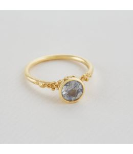Ocean Coral Ring with Bezel Set Ice Blue Round Silky Sapphire 