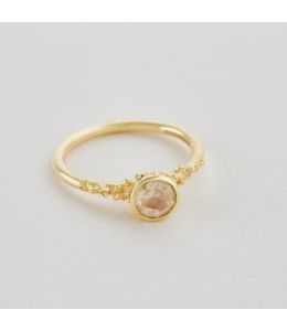 Ocean Coral Ring with Bezel Set Yellow Round Silky Sapphire