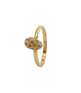 18ct Yellow Gold Miniature Egg Ring with Grey Diamonds Product Photo