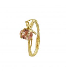 18ct Yellow Gold Present Ring with Ethical Oval Blush Peach Sapphire Product Photo