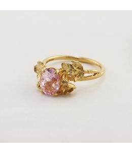 Pale Pink Oval Sapphire Floral Ring