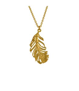 Gold Plate Peacock Feather Necklace Product Photo