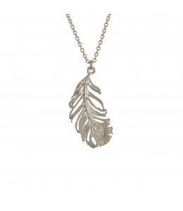 Silver Peacock Feather Necklace Product Photo