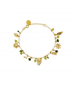 Gold Plate Tropical Leaf Charm Bracelet Product Photo