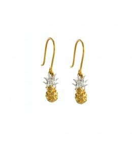 Silver & Gold Plate Baby Pineapple Earrings on Paper