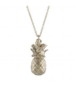 Silver Pineapple Necklace on Paper