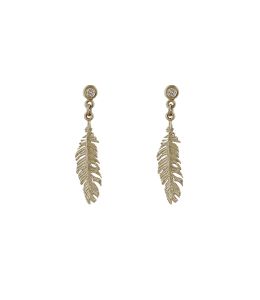18ct White Gold Plume & Champagne Diamond Drop Earrings Product Photo
