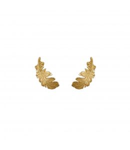 18ct Yellow Gold Plume Feather Stud Earrings Product Photo