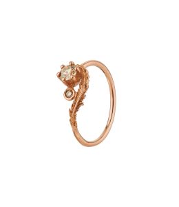 18ct Rose Gold Wisp & Double Champagne Diamond Ring Product Photo