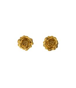 Gold Plate Rosa Damasca Stud Earrings Product Photo