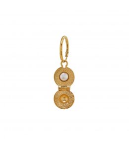 Gold Plate Cannonball Single Opening Earring with Hidden Pearl Product Photo
