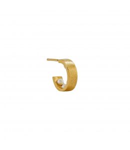 Gold Plate Kreuz Single Hoop Earring with 5 Interior Pearls Product Photo