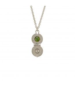 Silver Cannonball Opening Necklace with Hidden Green Tourmaline Product Photo