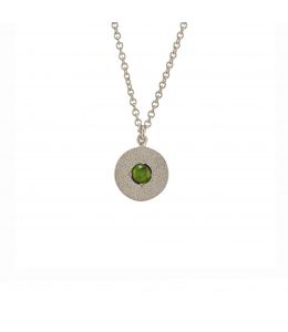 Silver Iris Reversible Disc Green Tourmaline Necklace Product Photo