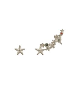 Silver Asymmetric Celestial Climber Earrings Product Photo
