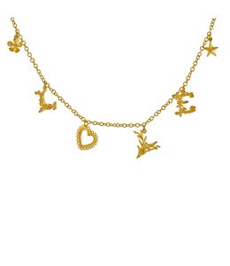 Gold Plate L O V E Mixed Charm Necklace Product Photo