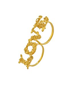 Gold Plate L O V E Cross-Knuckle Ring Product Photo