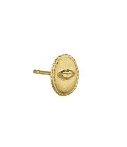 Gold Plate Oval Ex-voto Lips Single Stud Earring Product Photo