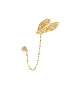Gold Plate Small Landed Dragonfly Wing Ear-Cuff with Chain Linked Stud Product Photo
