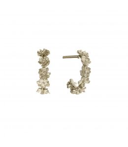 18ct White Gold Floral Mini Hoop Earrings Product Photo